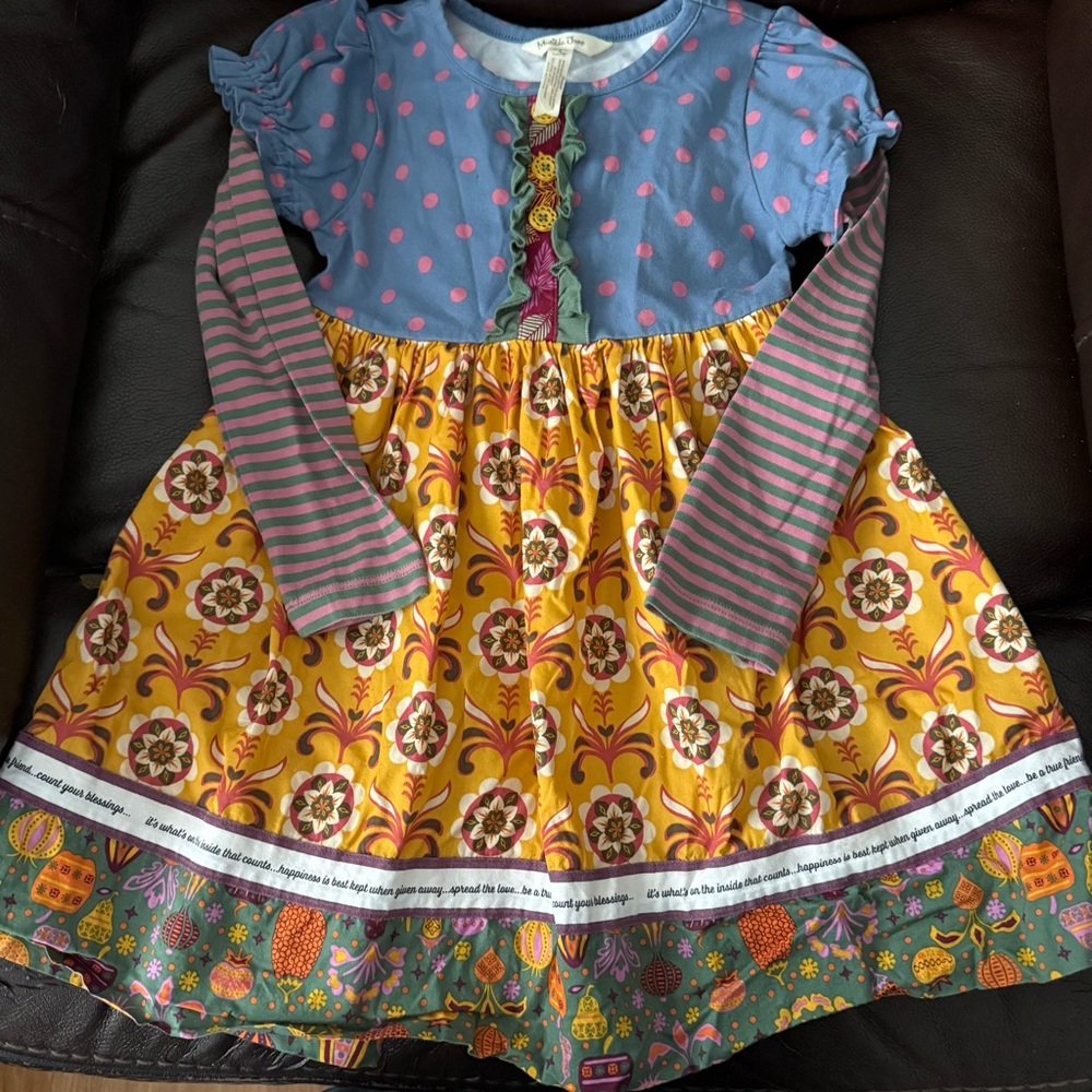 Matilda Jane Blue and Pink Polka Dot Dress size 4